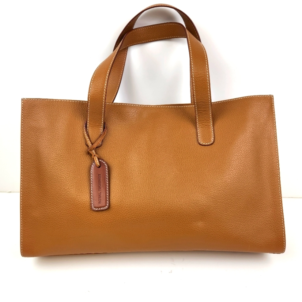 Royal Highness Cognac Pebble Leather Tote Bag